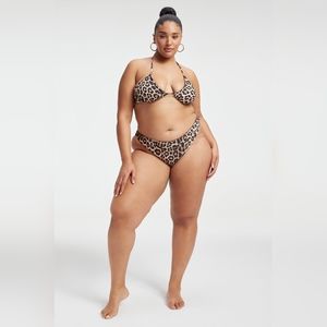 GOOD AMERICAN DEEP SCOOP BIKINI SET | GOOD LEOPARD | L/XL